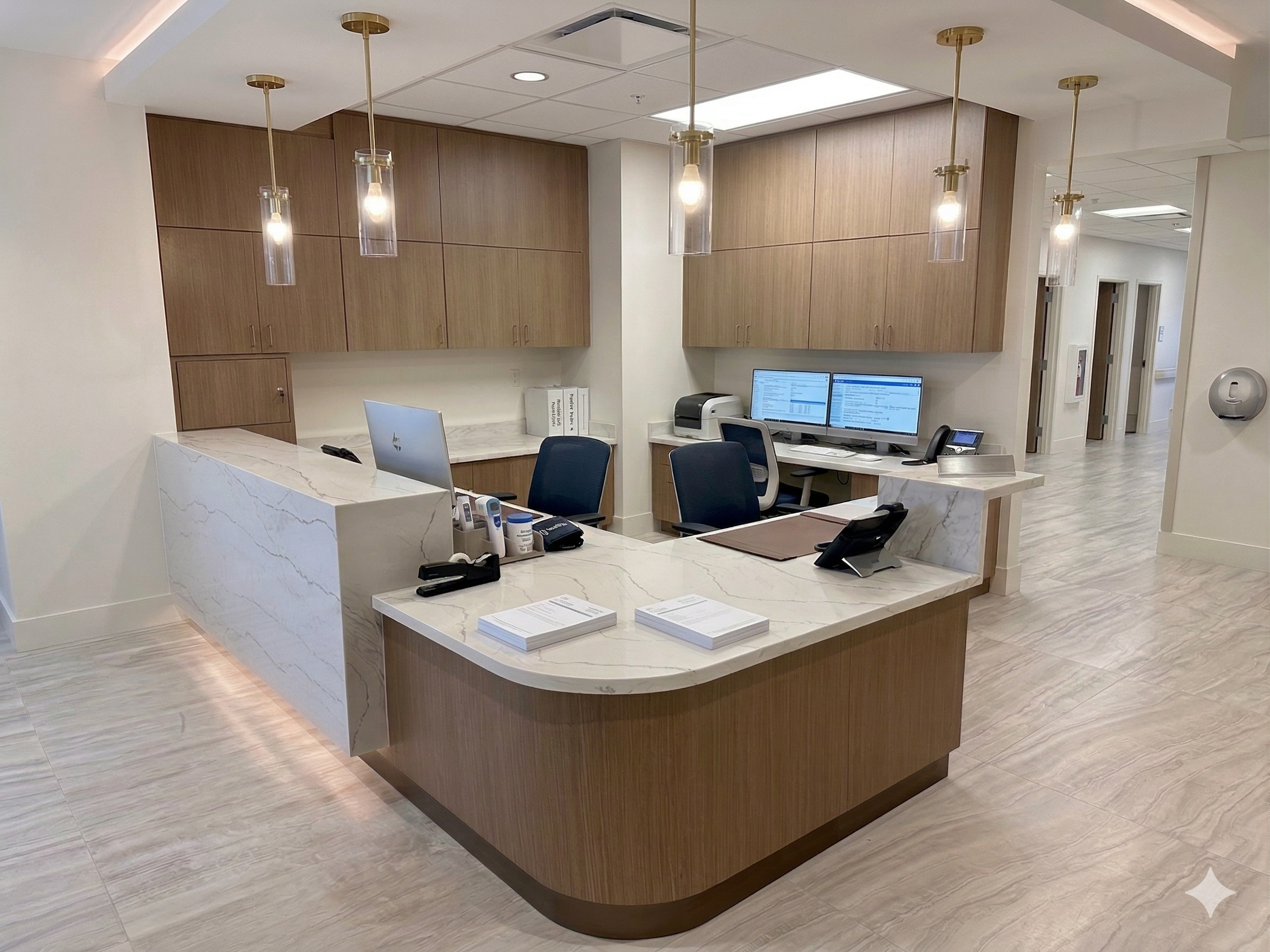 Healthcare project — Nurse Station · Wood & Marble